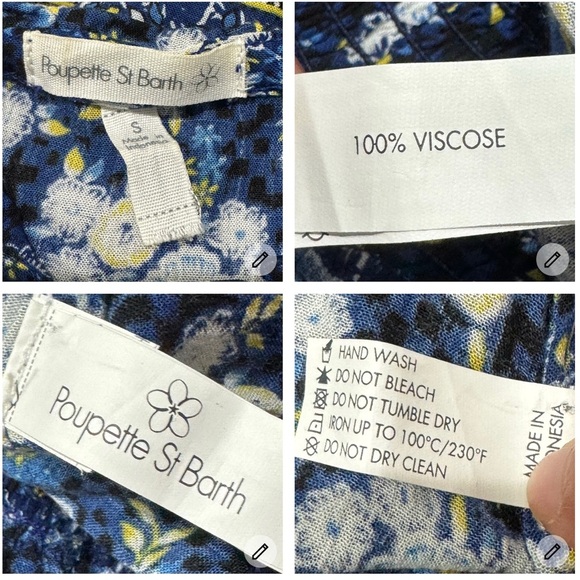 Poupette St. Barth Amora Floral Mini Dress Size S Tiered Tassels Coastal Boho - Picture 10 of 11